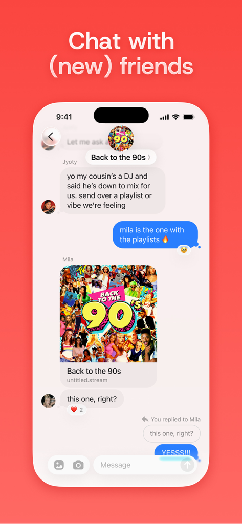 Luma app chat interface showing attendees messaging and sharing event details