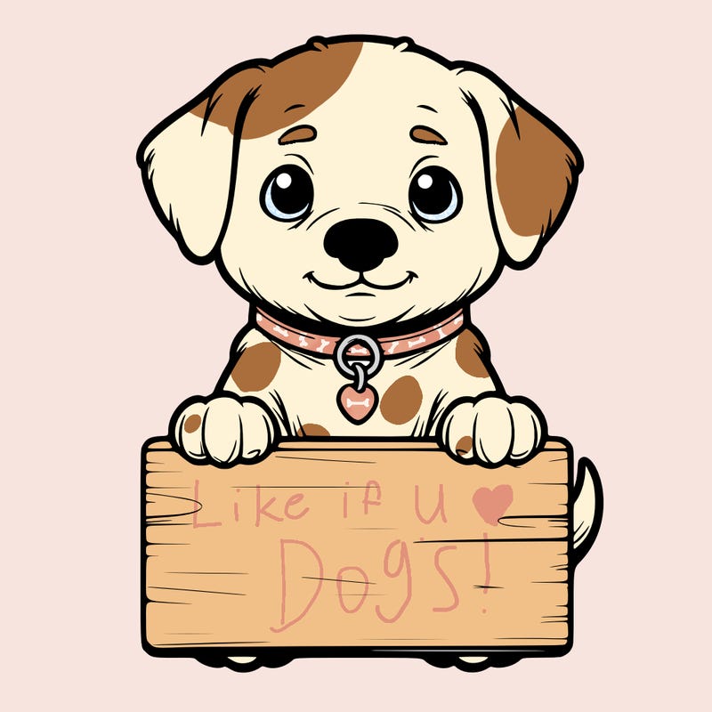 realistic puppy holding sign