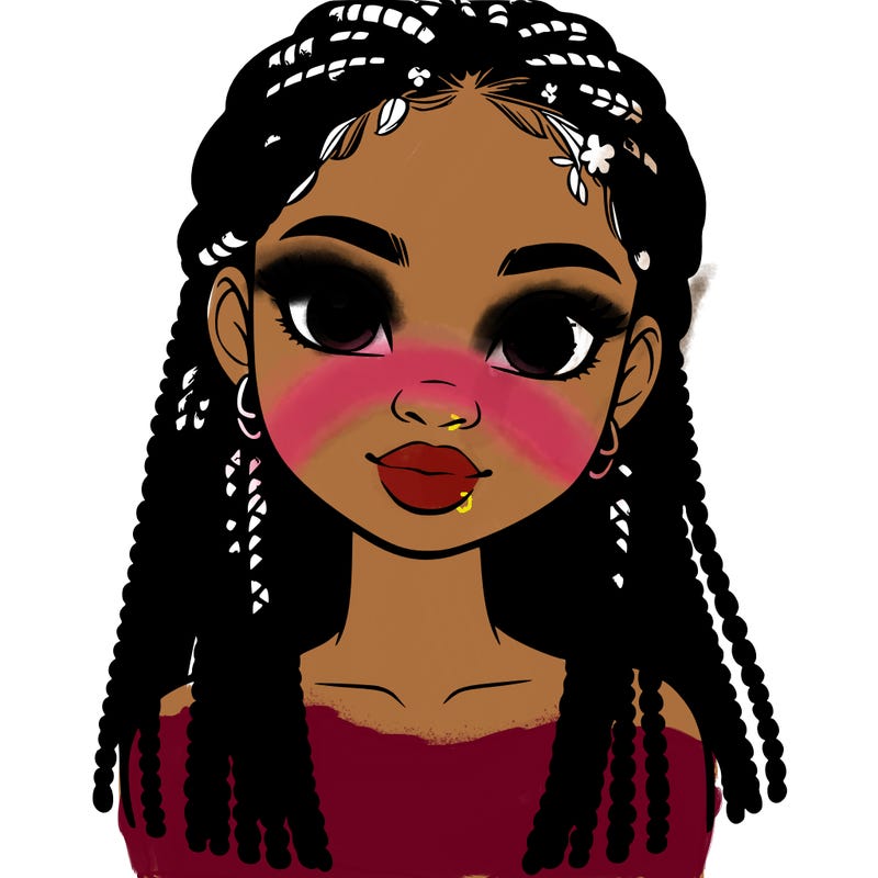 a realistic black girl with braids