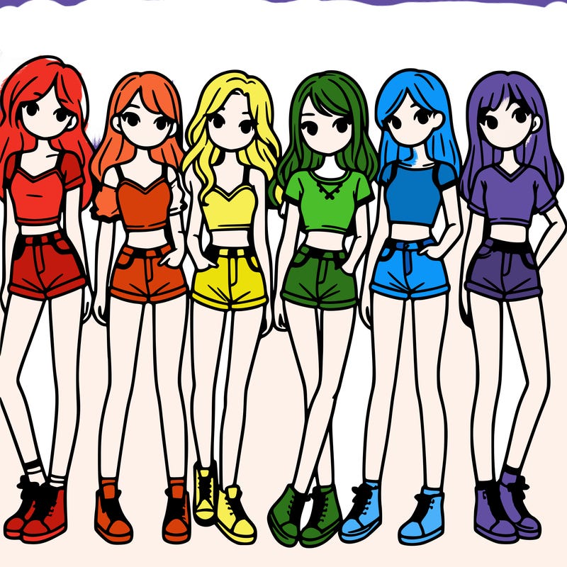 a group of girls wearing crop tops and shorts