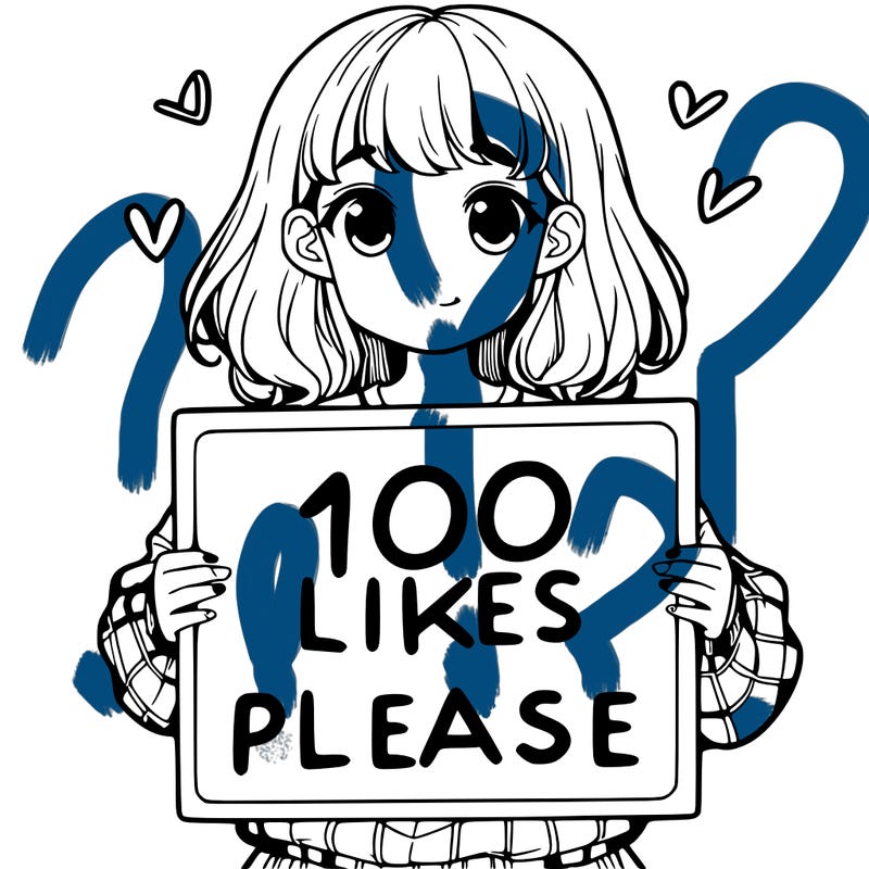 a girl holding a sign saying 100 likes please