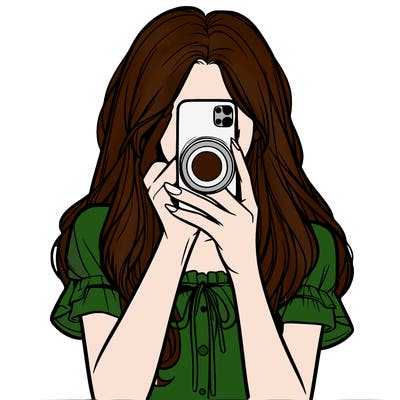 a realistic girl holding her phone taking pictures