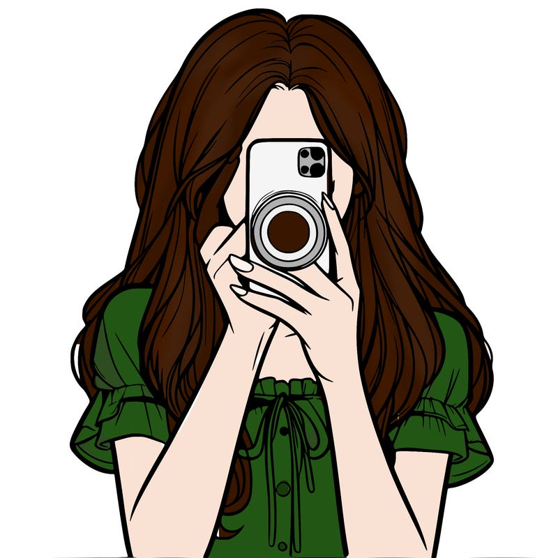 a realistic girl holding her phone taking pictures