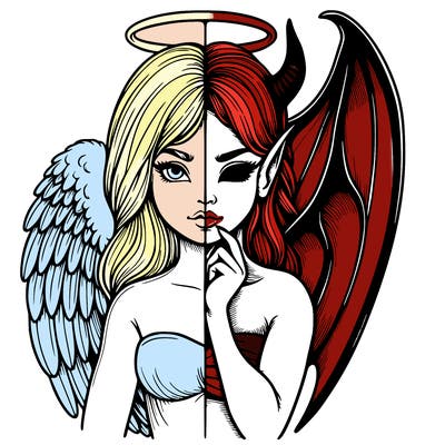 realistic angel half demon