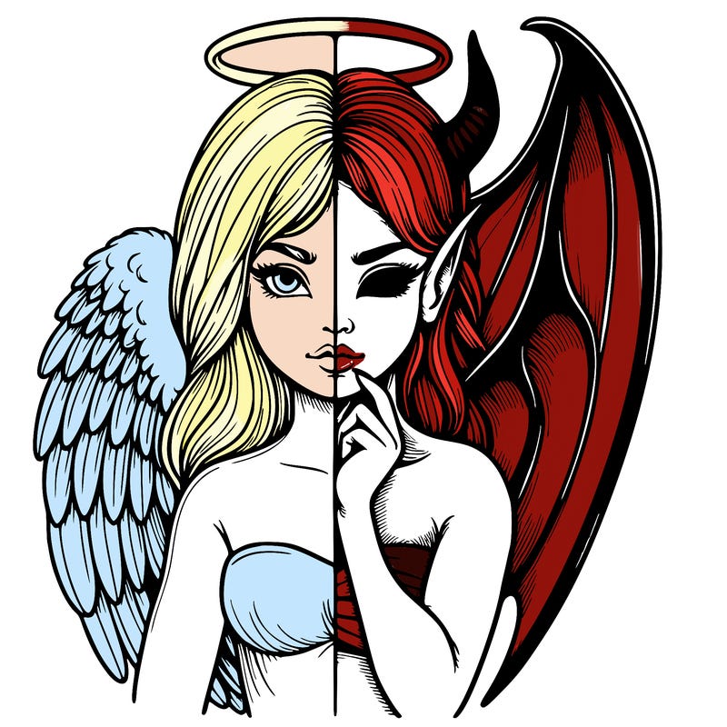 realistic angel half demon