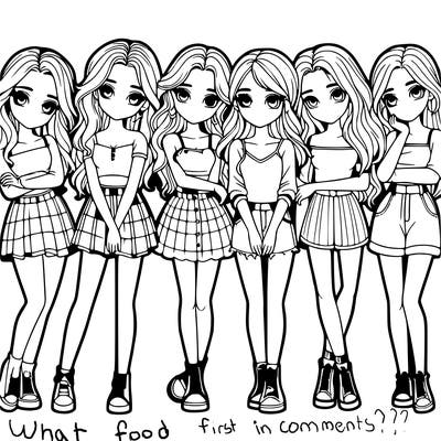 a group of girls realistic