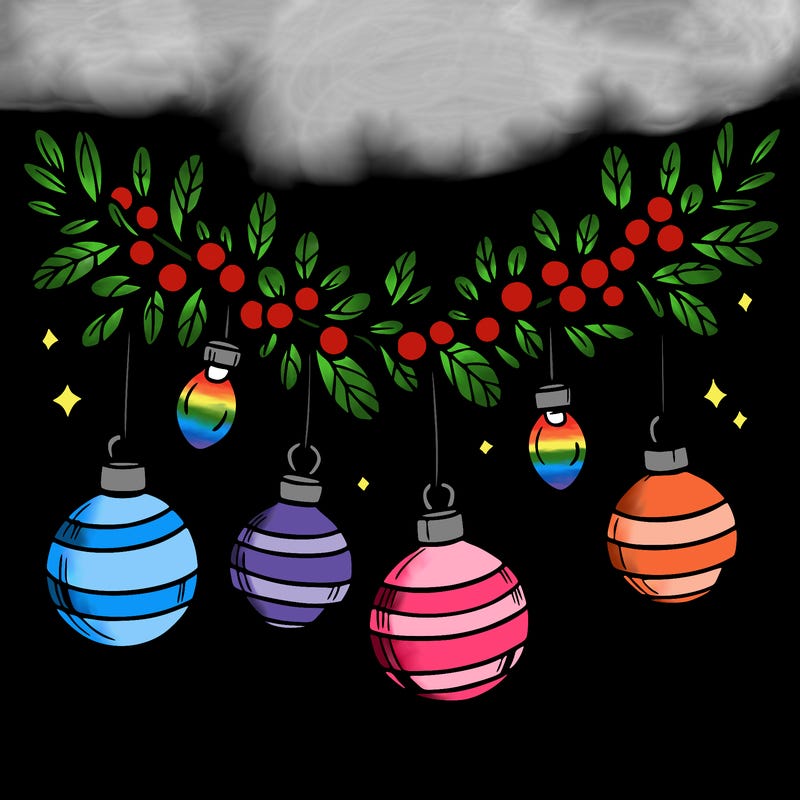 christmas garland with big bulbs