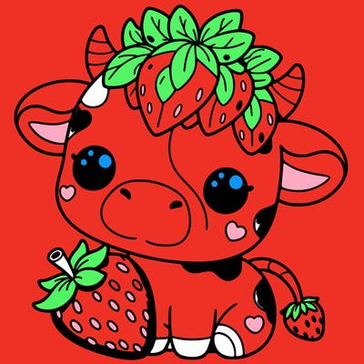 cute strawberry cow