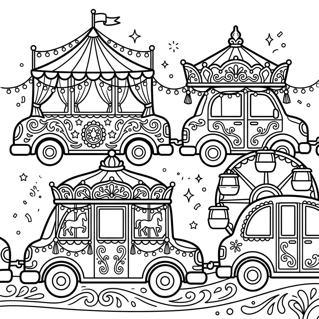 Carnival Passenger Cars Coloring Page - Fun Printable Activity