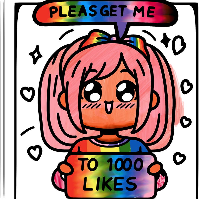 a girl saying please get me to 100 likes