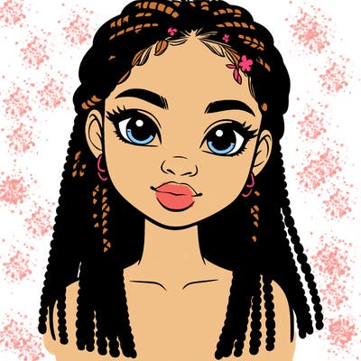 a realistic black girl with braids