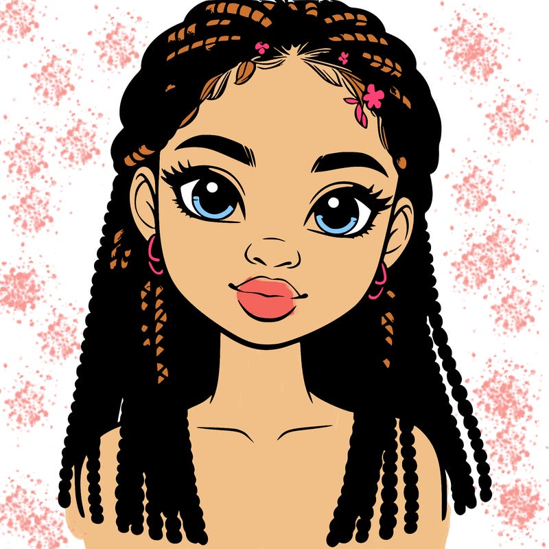 a realistic black girl with braids