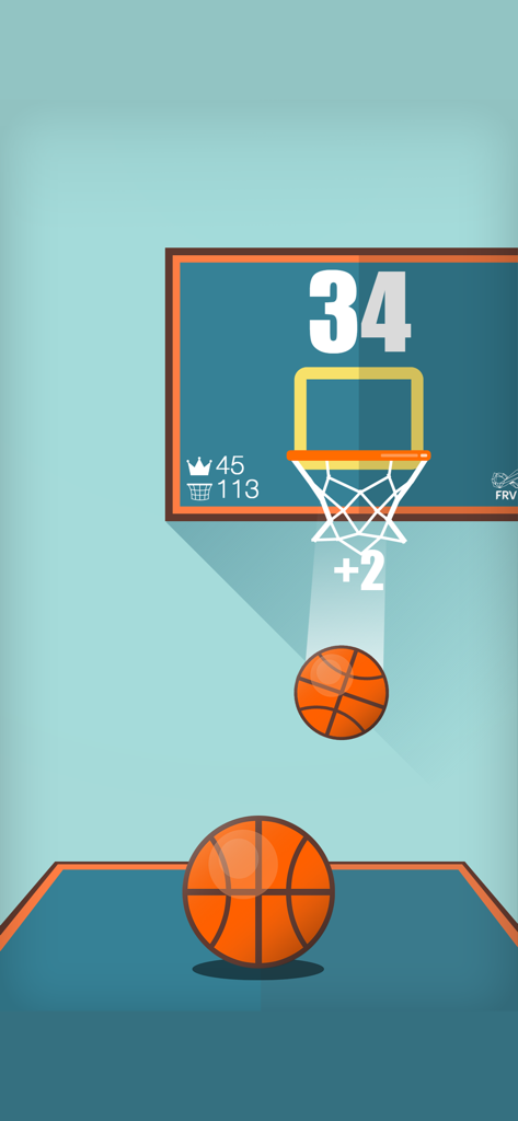 Basketball FRVR - Basketball falling through the hoop in Basketball FRVR arcade game