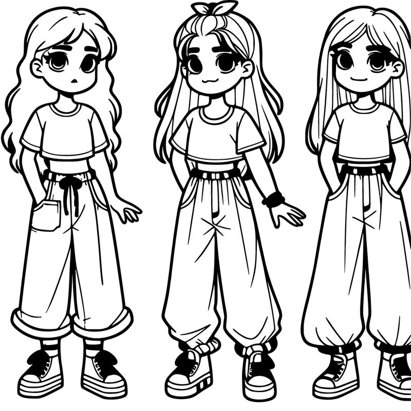 girl teenager with a top and baggy pants