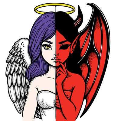 realistic angel half demon