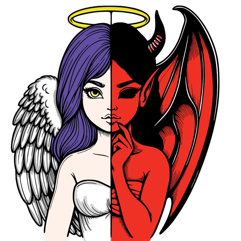 realistic angel half demon