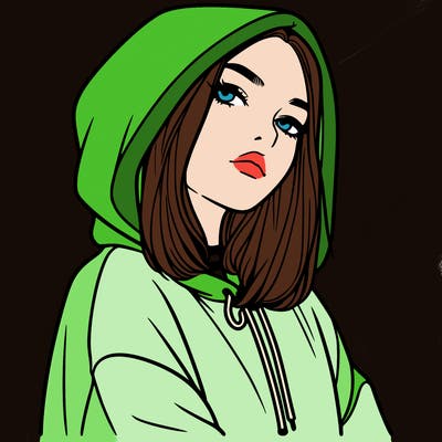 a realistic girl in a hoodie