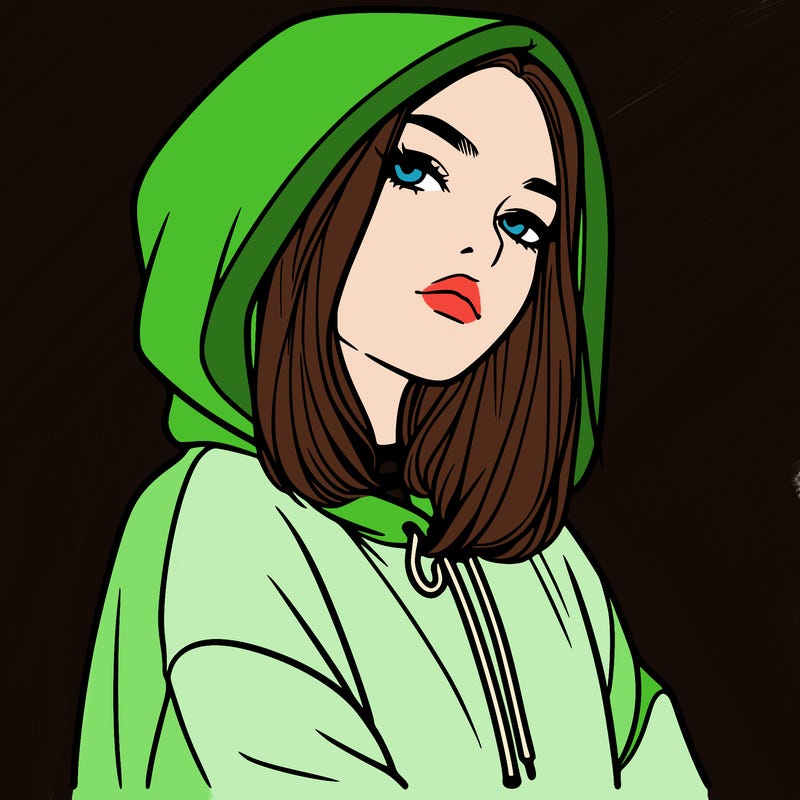 a realistic girl in a hoodie