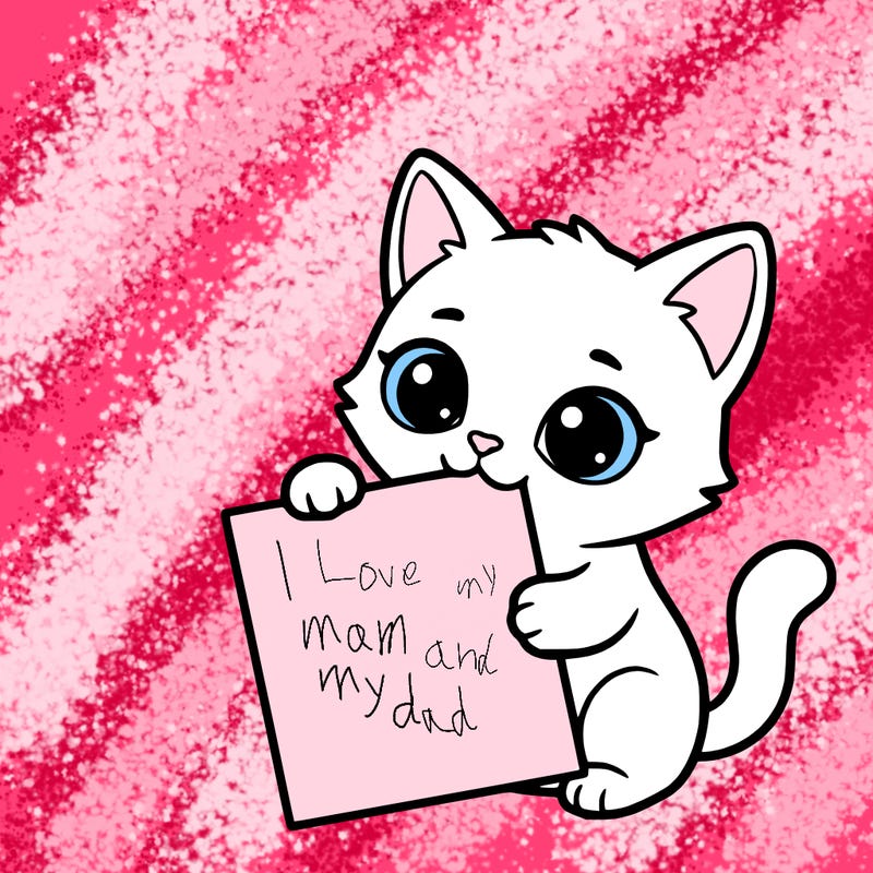 a small cat with a blank sheet of paper in its hand. the cat is sooooooo cute!