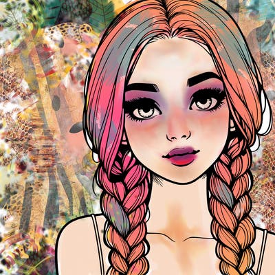 realistic girl with braids