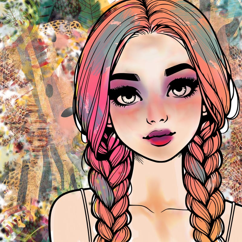 realistic girl with braids