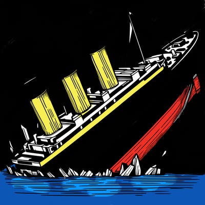 titanic breaking inhalf