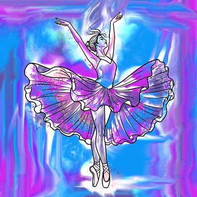 a delicate ballerina with her costume in motion.