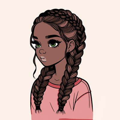realistic girl with braids