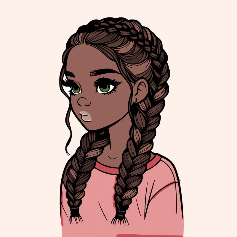realistic girl with braids
