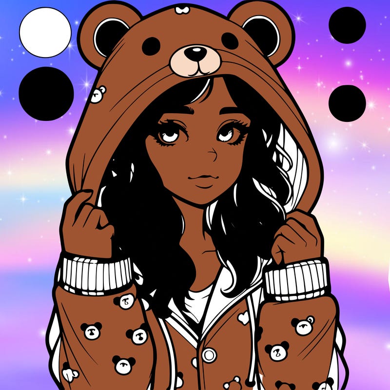 realistic girl in a animal pjs hoodie