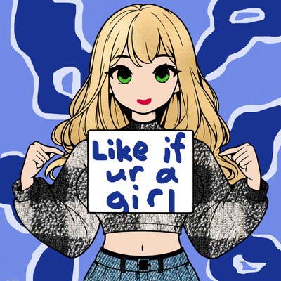 girl holding a blank sign in a long sleeve crop top