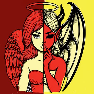 realistic angel half demon