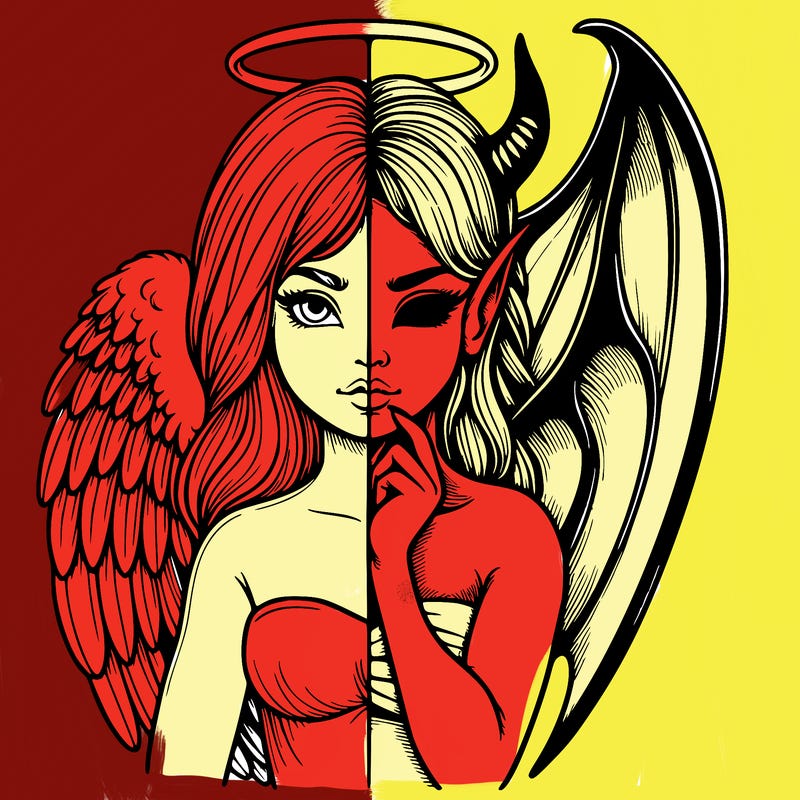 realistic angel half demon