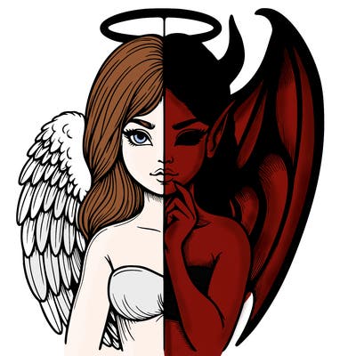 realistic angel half demon