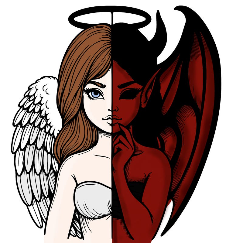 realistic angel half demon