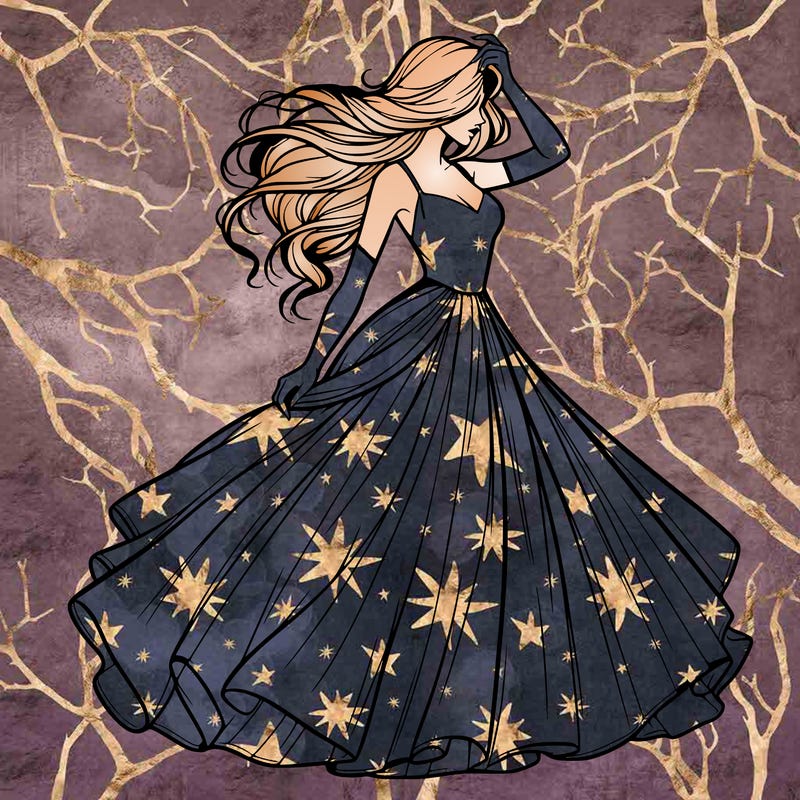 realistic woman with dress flowing in the wind