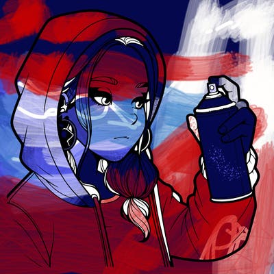 a realistic girl, spray painting