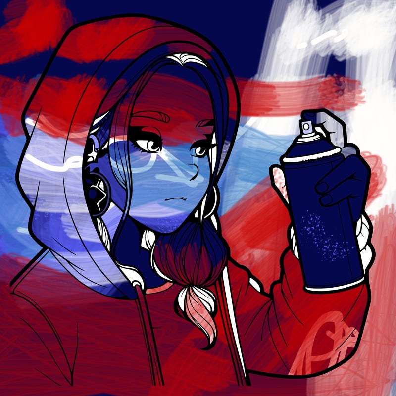 a realistic girl, spray painting