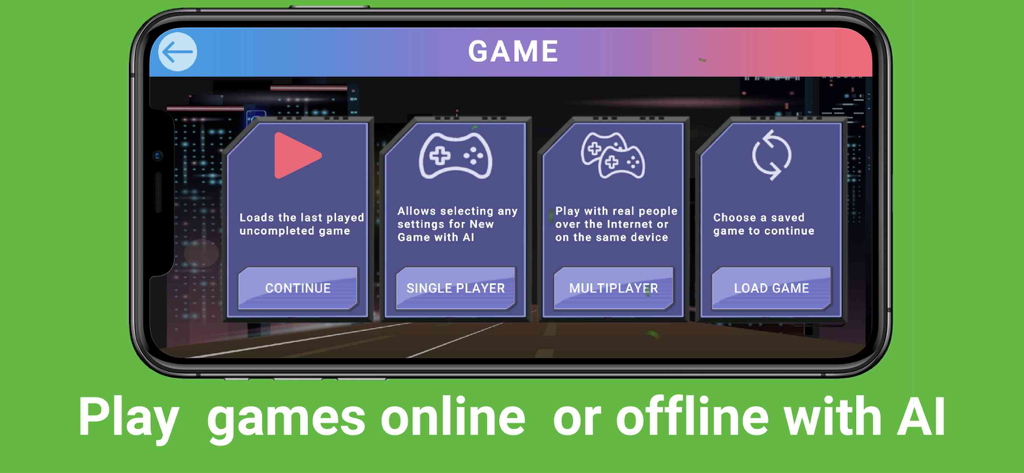 Quadropoly - Monopolist Tycoon - Quadropoly app menu showing game modes for single player with AI and online multiplayer