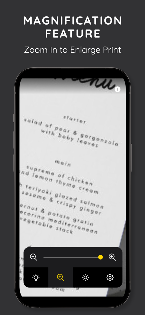 Menu Reader - Magnify & Flash - Food & Drink App | MWM