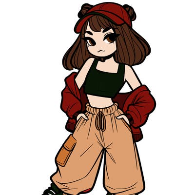 girl in crop top and baggy pants