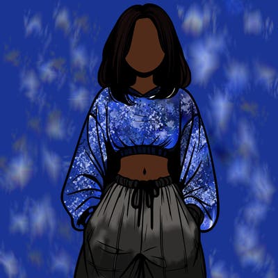 realistic girl faceless with baggy pants and a crop top