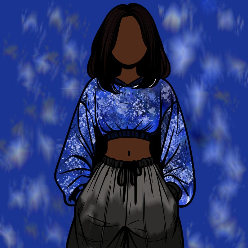 realistic girl faceless with baggy pants and a crop top