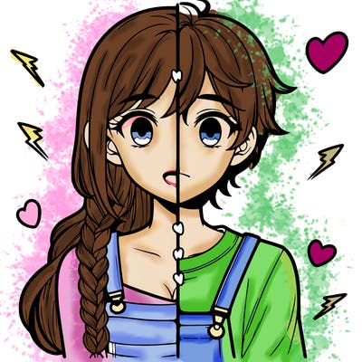 realistic girl boy split
