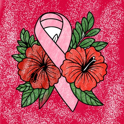breast cancer awareness with hibiscus flowers