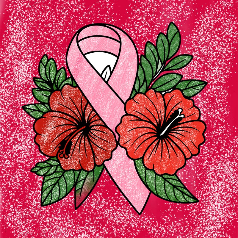 breast cancer awareness with hibiscus flowers