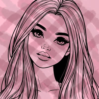 realistic teen girl with long hair and lips