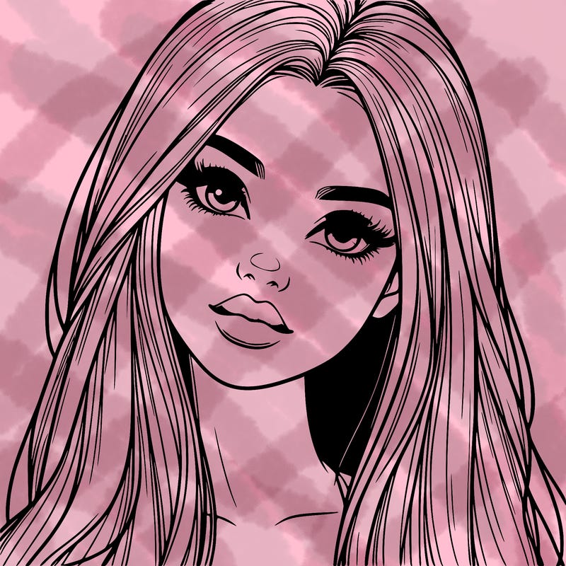 realistic teen girl with long hair and lips