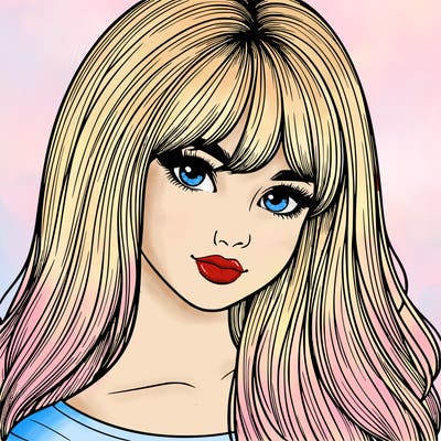 realistic girl with long hair and bangs