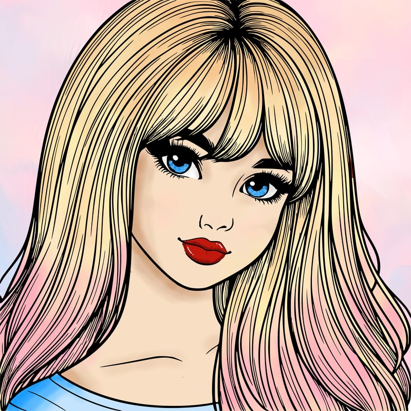 realistic girl with long hair and bangs